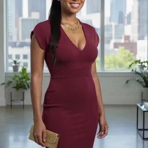 Michael Kors Burgundy Midi Dress